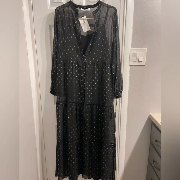 Black & Gold Sheer Maxi Dress 👗 - Picture 2 of 4
